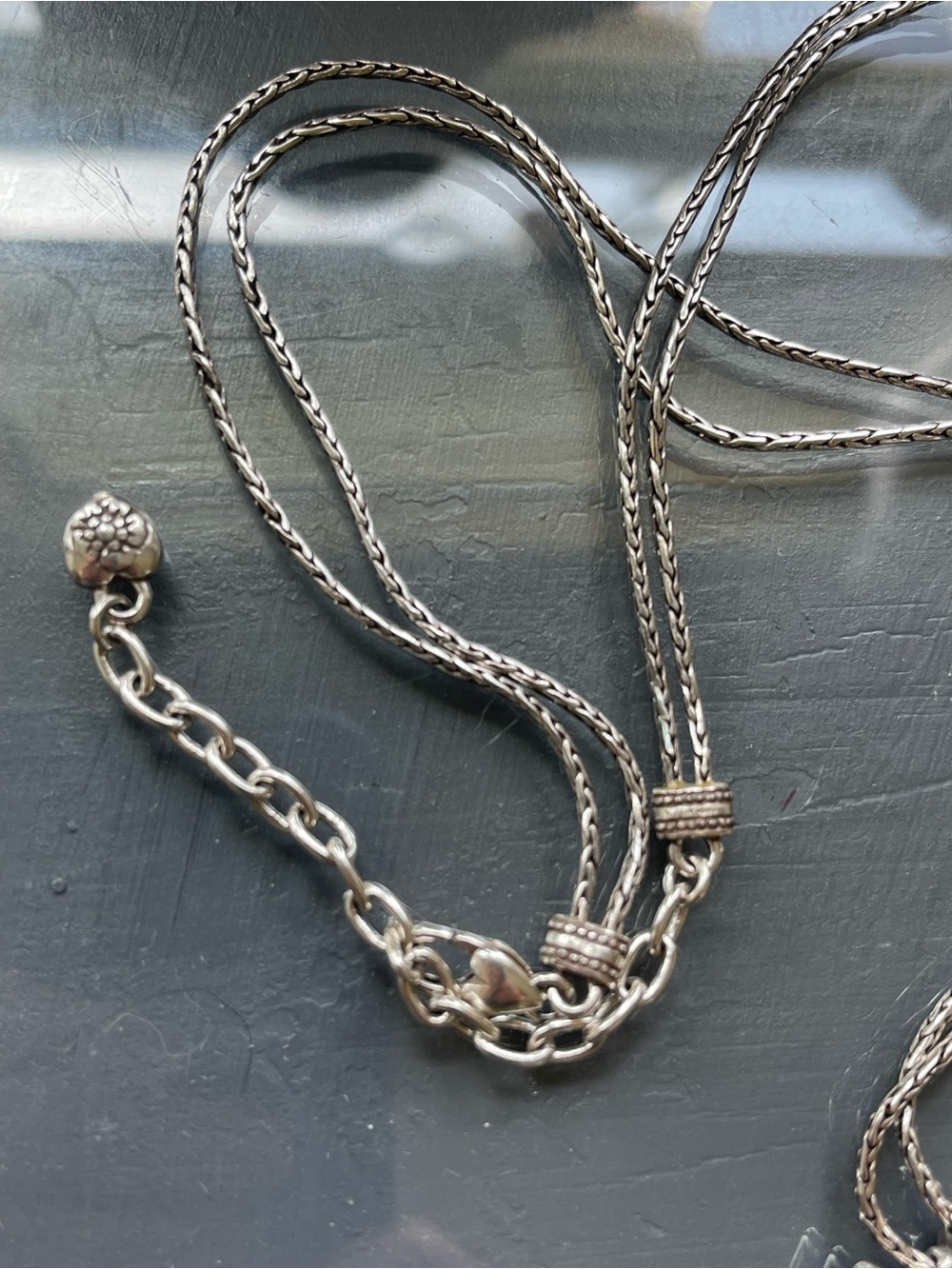 N341 NWOT Brighton silver plated double-strand chain retired pendant necklace - Picture 8 of 12